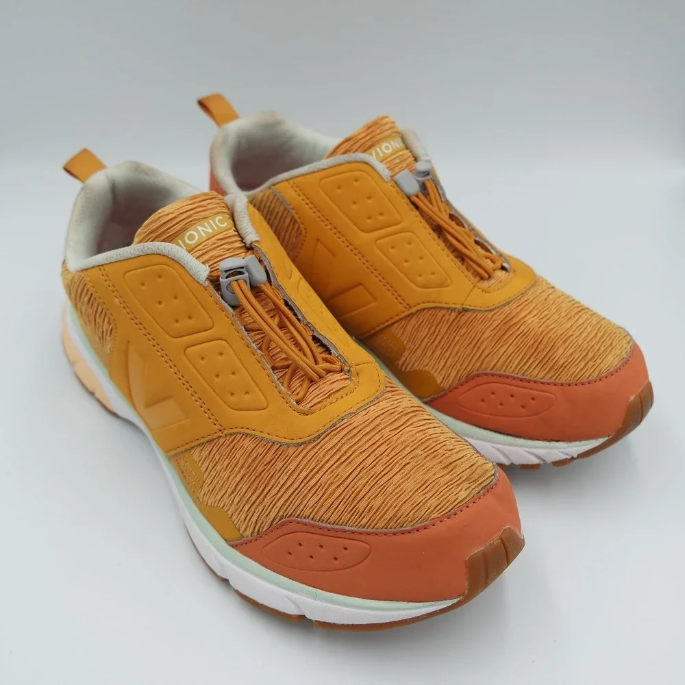 Vionic Drift Deon Women Orange Textured Mesh Toggle Lace Active Sneakers 40 US 9